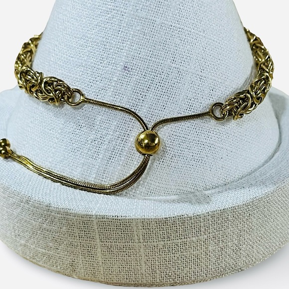 Gold Vermeil 925 Itaor Made in Italy Byzantine Link Adjustable Bolo Bracelet - Picture 2 of 3